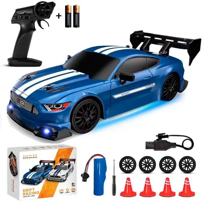 Купити Машинка для дрифта на радіокеруванні 1:24 Ford Mustang 4WD з підсвіткою синя за 899 грн
