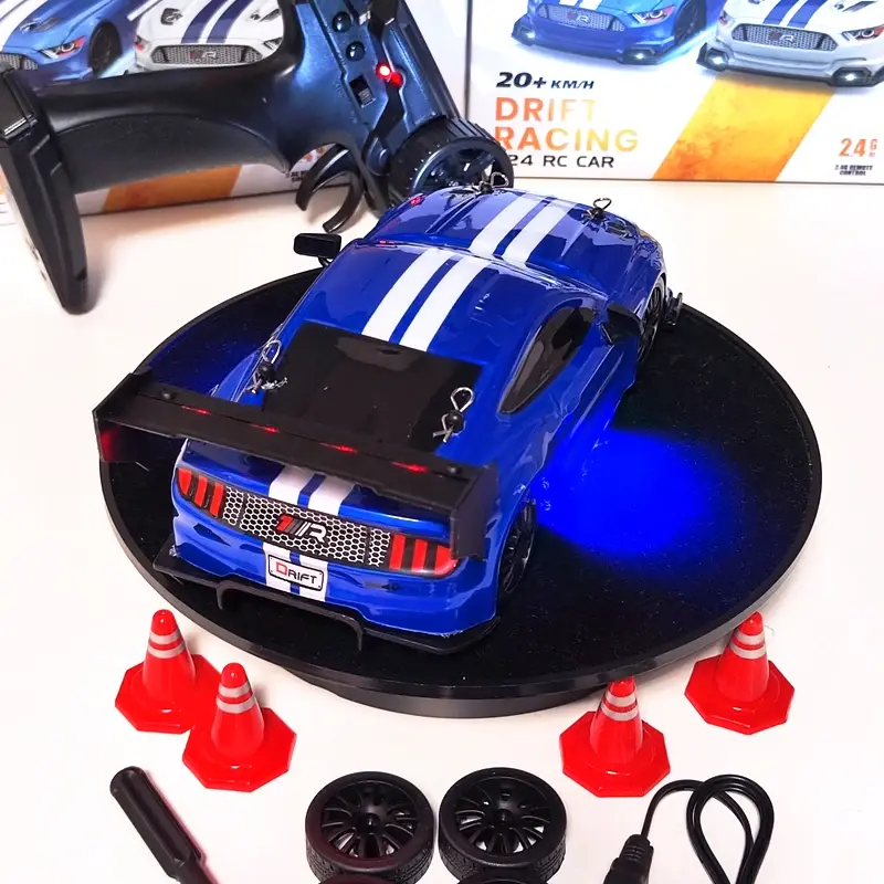 Купити Машинка для дрифта на радіокеруванні 1:24 Ford Mustang 4WD з підсвіткою синя за 899 грн