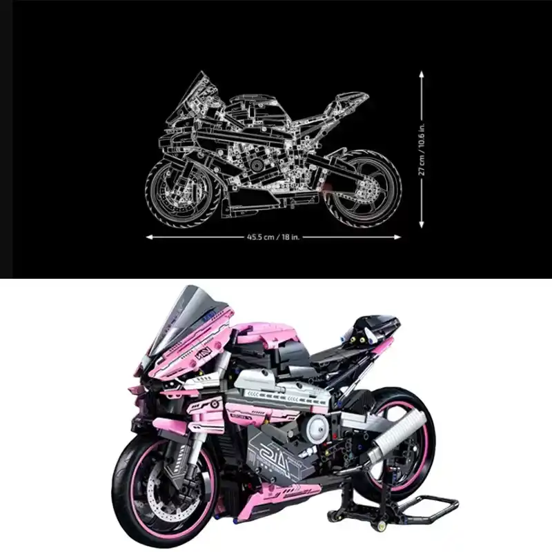 Купити Конструктор Technic мотоцикл 1000RR 1920 деталей 1:5 рожевий сумісний з LEGO лего за 1390 грн