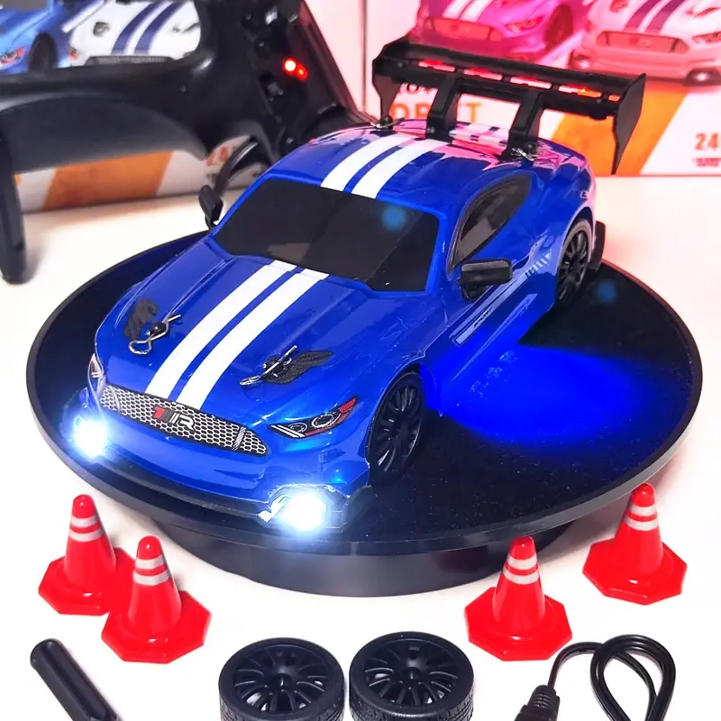 Купити Машинка для дрифта на радіокеруванні 1:24 Ford Mustang 4WD з підсвіткою синя за 899 грн