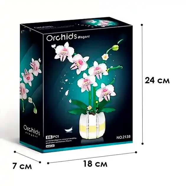 Купити Конструктор квітка Орхідея у вазоні 616 деталей квітковий набір / конструктор блочний для дівчаток / букет за 590 грн