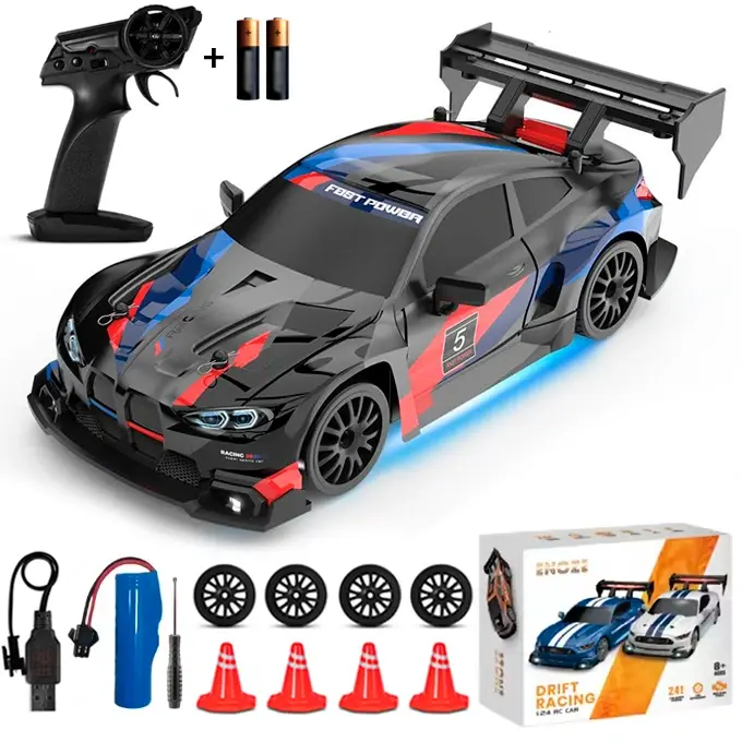 Купити Машинка для дрифта на радіокеруванні 1:24 BMW M4 4WD з підсвіткою чорна БМВ за 899 грн