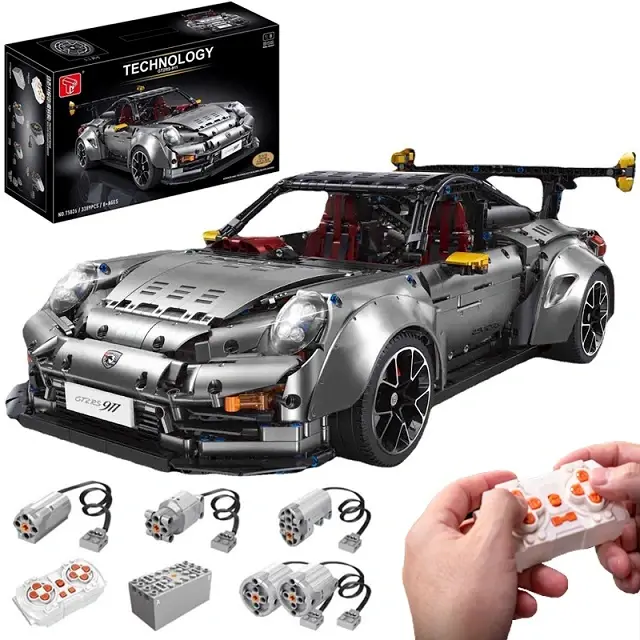 Купити Конструктор Porsche 911 GT2 RS Silver 1:8 з моторами на радіокеруванні 3389 деталей T5026A Сіра за 7100 грн