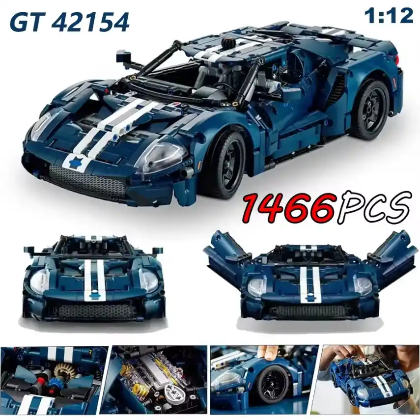 Купити Конструктор Technic FORD GT 1466 деталей авто синій гоночний машинка Форд сумісний з LEGO лего за 1490 грн