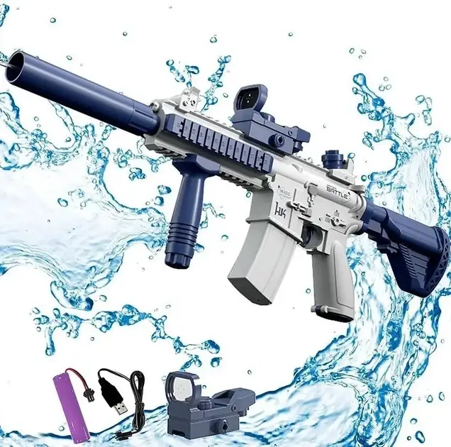 Купити Акумуляторний водяний автомат M416 електричний з прицілом Water Gun синій електричний за 490 грн