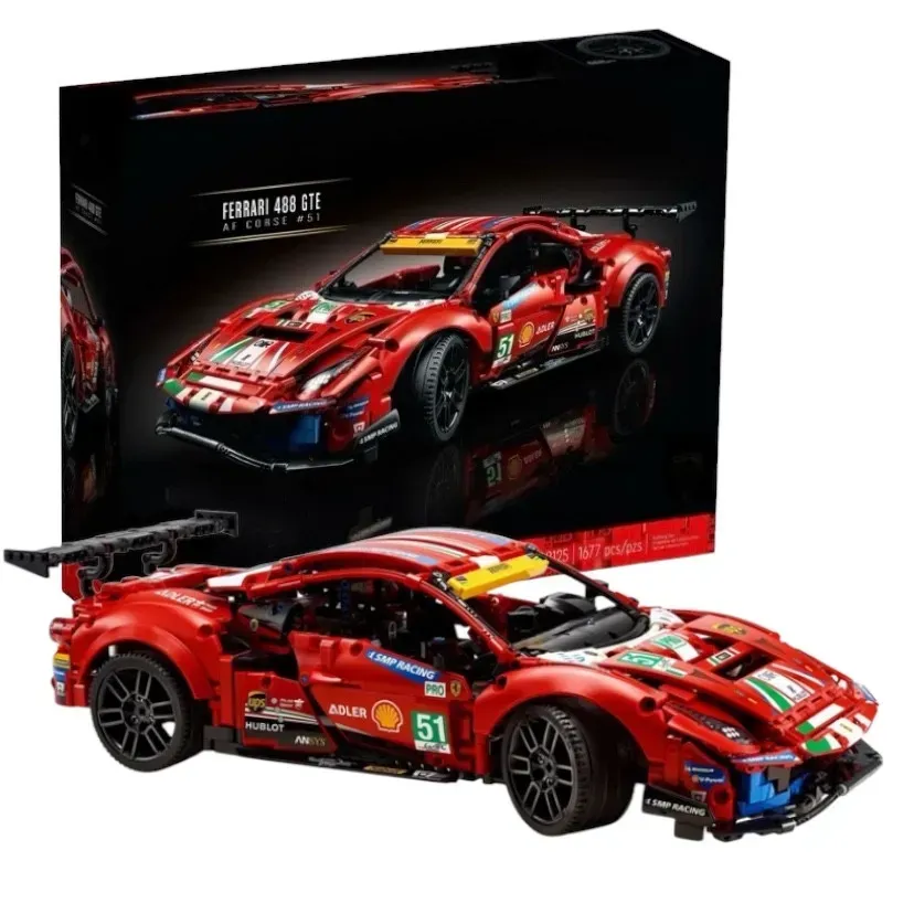 Купити Конструктор Technic Ferrari 488 GTE AF CORSE Феррарі червона 1677 деталей за 1490 грн