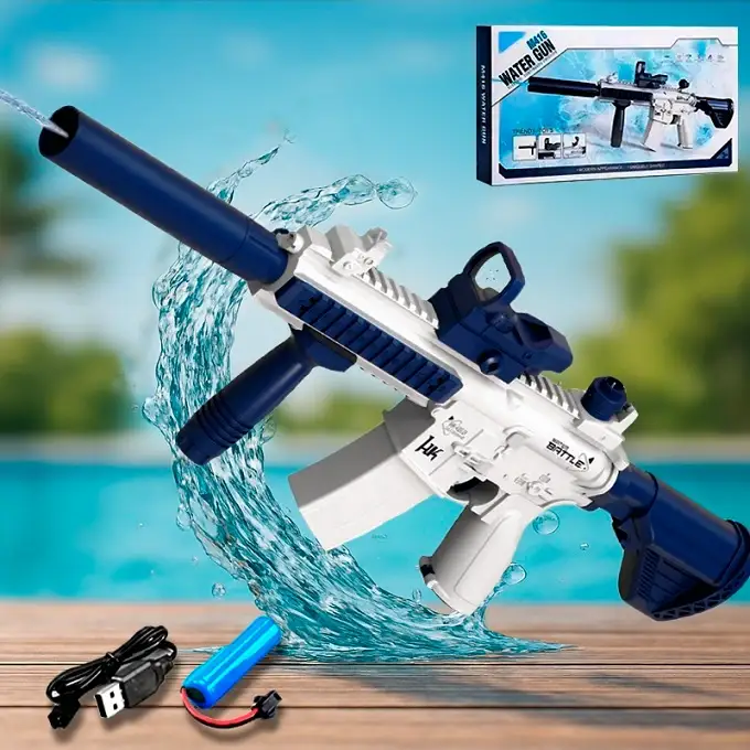 Купити Акумуляторний водяний автомат M416 електричний з прицілом Water Gun синій електричний за 590 грн